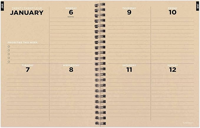 TF PUBLISHING 2025 Big Wave Medium Weekly Monthly Planner - Goals & Task Trackers - Planner Monthly and Weekly with Organizer Stickers - 12 Month Calendar Planner - 6.5" x 8"