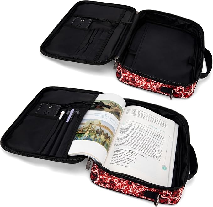Montana West Bible Book Covers for Women Canves Bible Cases with Zippered Pocket Bible Bags Handheld Crossbody Church Bible Study Supplie