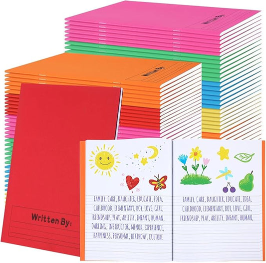 Henoyso 48 Pcs Primary Composition Notebook K-2 9 3/4 x 7 1/2 Inch Primary Journal Blank Writing Book for Kid to Write Draw and Journal 60 Page Notebook Back to School Supplies (Colorful)