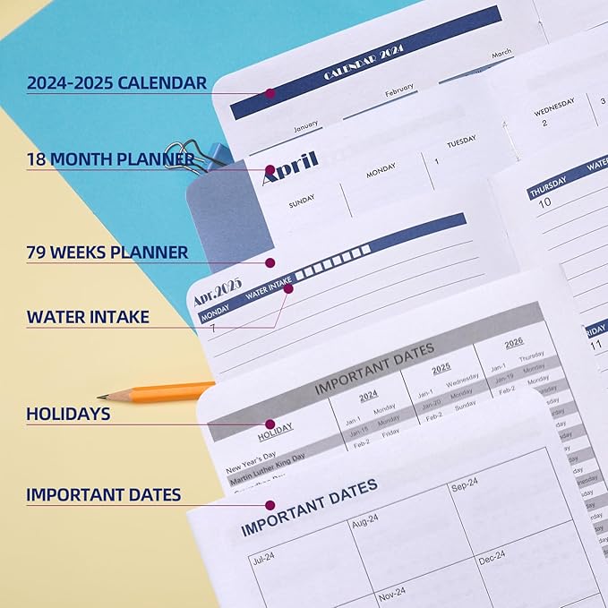 Cheneyboo Planner 2024-2025, Monthly Weekly Daily Planner 2024-2025, July 2024- December 2025,18 Month Planner,5.2"x7.5",Black