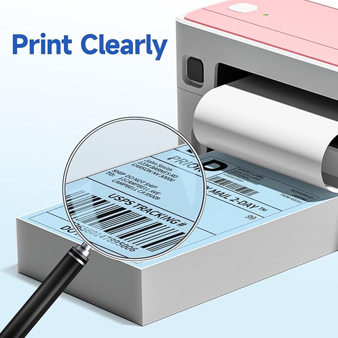 Phomemo 4X6'' Thermal Shipping Label- Pack of 500 4x6 Fan-Fold Label for Shipping Labels, Address, Mail, Product Logo Labels, Commercial Grade, Blue