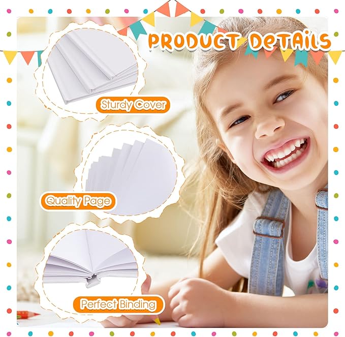 SATINIOR 20 Pcs Hardcover Blank Book for Kids to Write Stories 6 x 8 Inch Make Your Own Book Easter Craft Noteook Hardcover Sketchbooks Blank for Student Classroom Spring DIY Drawing and Writing