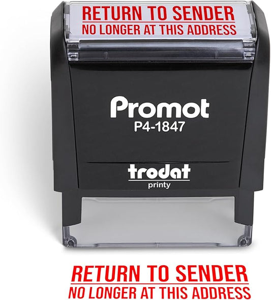 Promot Return to Sender No Longer at This Address - Self Inking Rubber Stamp