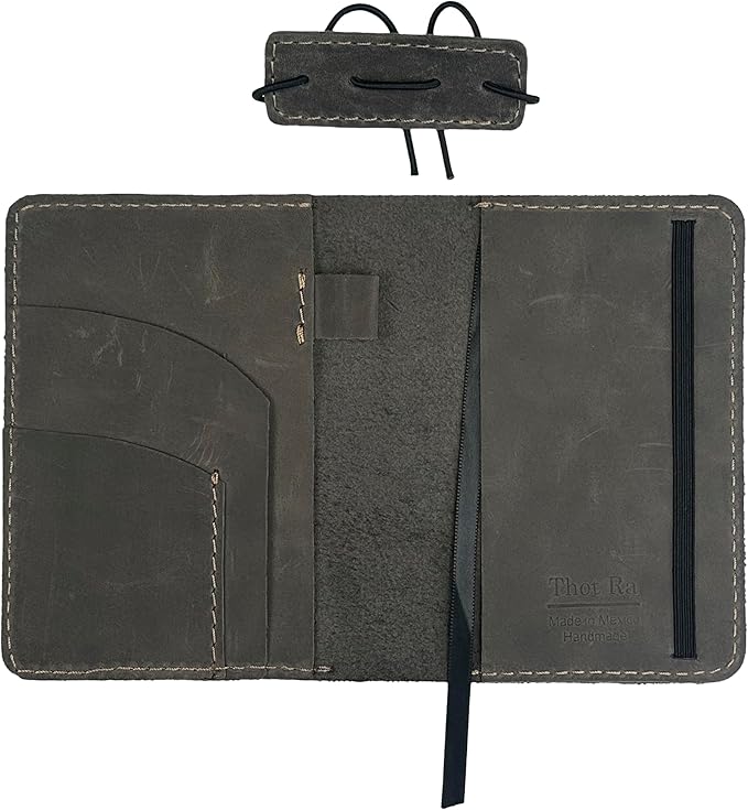 Leather Cover for Field Notes, Passport Cover, Leather Notebook Cover for 3.5" x 5.5" with Pen Holder, Only Cover (Gray)