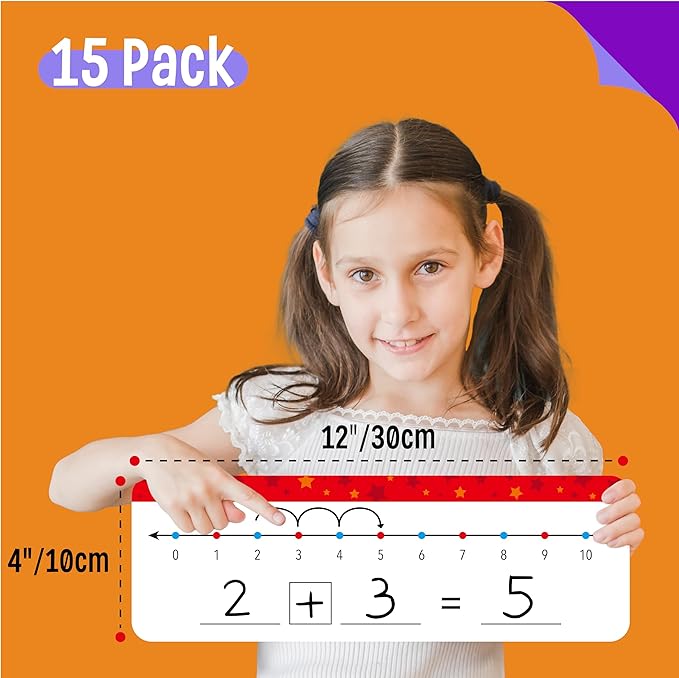 15 PCS Number Line Dry Erase Boards, Double Sided Writable and Erasable Board-0-10 on One Side & 0-20 on Other Side Math White Board for Kids, Students, Classroom and Home (12” x 4”)
