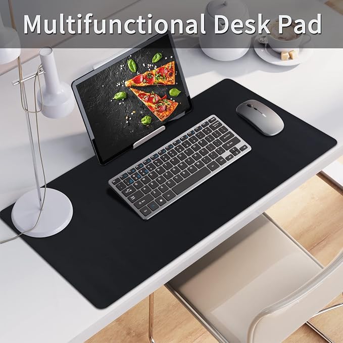 Leather Desk Pad, Black Desk Mat, Non-Slip Desk Protector Mat, Leather Desk Blotter, Computer Desk Pad, Waterproof Desk Mat for Home Office and Decor(35.4×15.7 Inches)