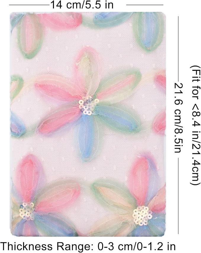 BLBMH Book Covers for Paperbacks Fit for 5.5x8.4 inch Adjustable Book Sleeve Cover for A5 Books Soft Cloth Protector for Notebook Journal - Flower