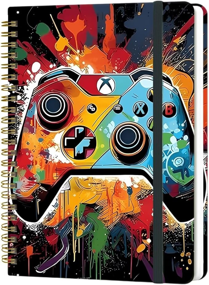 Yoiilifee Spiral Notebook - A5 Spiral Notebooks, 8.3'' × 5.8'', 160 Pages, Aesthetic Journaling Notebooks for Women, College Lined Notebook with Elastic Closure, Back Pocket, for School Office, GameA