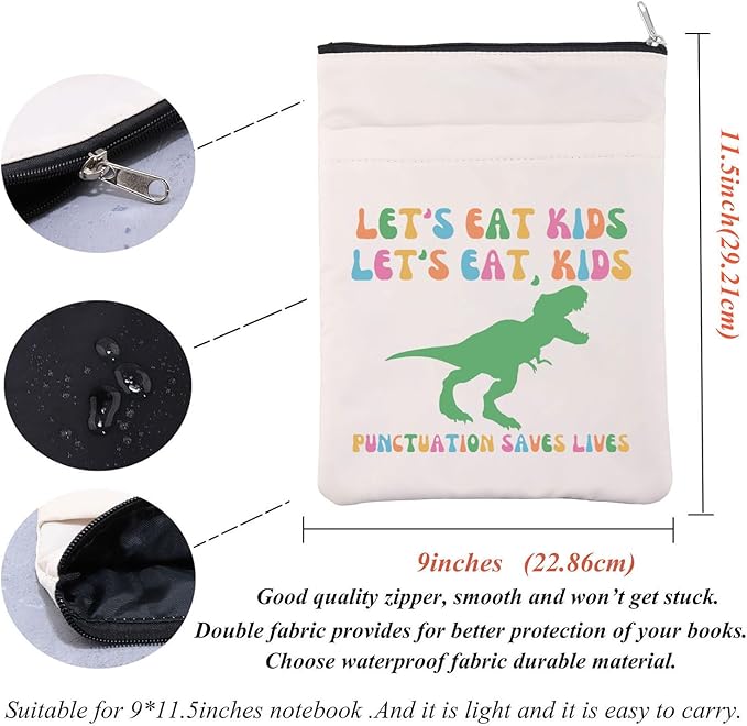 Grammar Lovers Book Cover English Teacher Appreciation Gift Punctuation Save Lives Book Sleeve Commas Gift Back to School Gift (EatKidsBS)