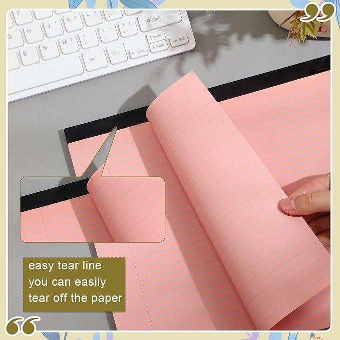 Lincia 6 Pcs 11" x 9.5" Legal Pads College Ruled Notepad Landscape Notebook Horizontal Lined Notebook 80 Gsm Assorted Colors Paper Pastel Writing Pads for School Office, 40 Sheet (Stylish Color)