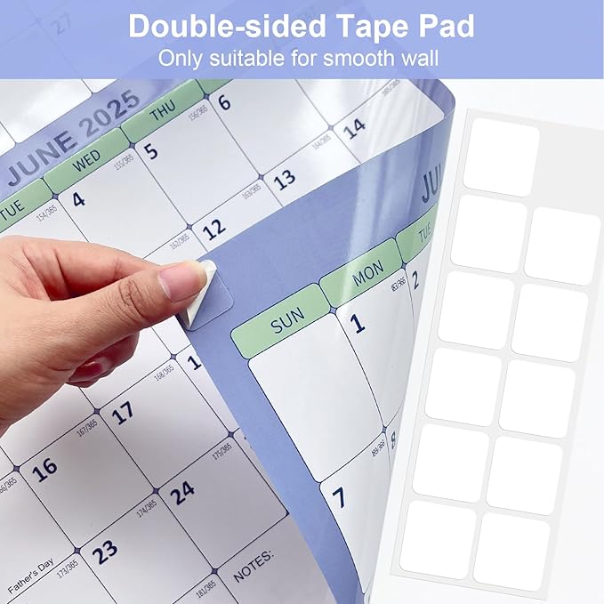 32" x 48" 2025 Wall Calendar, Folded Wet & Dry Erase Wall Calendar 12 Month, Annual Yearly Planner Yearly Laminated Calendar 2025 Horizontal/Vertical, with Julian Dates…