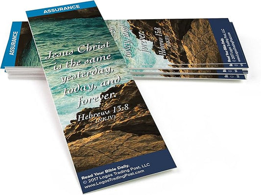 Christian Bookmark with Bible Verse, Pack of 25, Assurance Themed, Jesus Christ is the Same Yesterday, Today and Forever, Hebrews 13:8