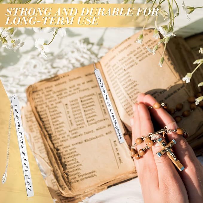 Thenshop 5 Pcs Bible Verse Bookmark for Women Christmas Bookmark Inspirational Christian Gifts Silver Stainless Steel Religious Bookmarks for Book Reading Teacher Grad Birthday