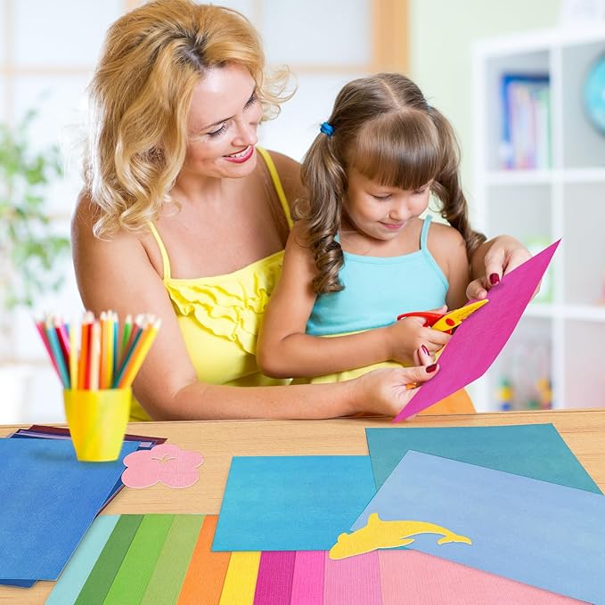 20 Sheets Rainbow Colorful Cardstock Textured Assorted Colored Paper 250 gsm Single-Sided Printed Thick Card Stock for Card Making, Scrapbooking