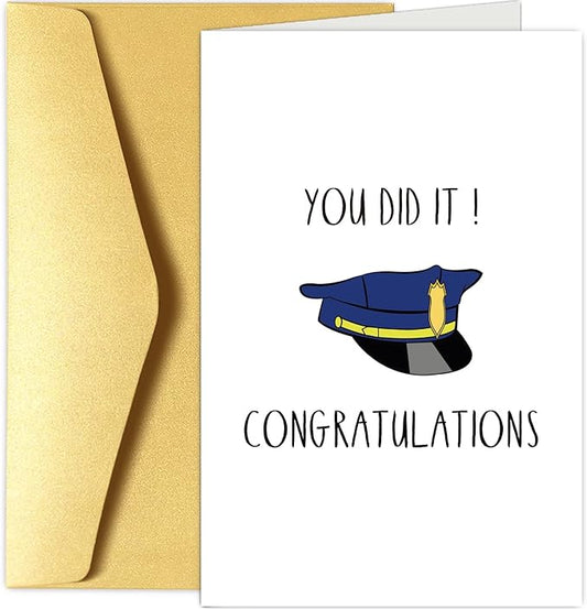 Police Greeting Card, Police Graduation Card, Officer Congratulations Card, Policeman Promotion Card, You Did It