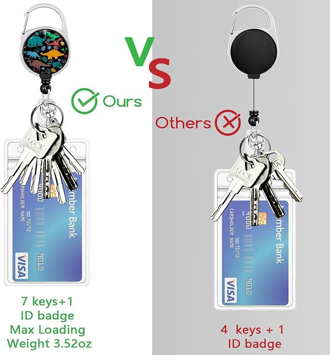 Lanyards for Id Badges, Cute Badge Holder with Retractable Badge Reel Clip, Dinosaur Work Card Name Tag Keychain Lanyard Vertical ID Card Protector for Women Nurse Doctor Teacher Student