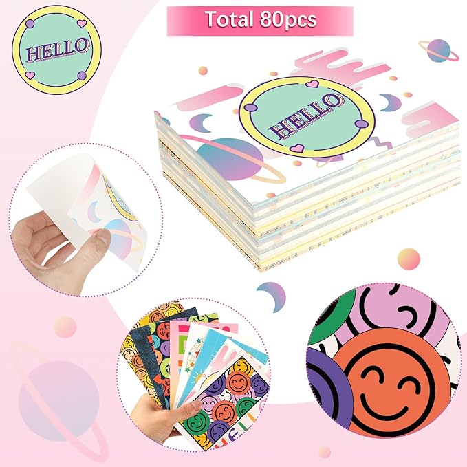Junkin 80 Pack Hello Postcards Hello Blank Note Cards All Occasion Hello Design Greeting Cards Cute Postcards for Adults Teacher Team Employee Volunteers, 4 x 6 Inch