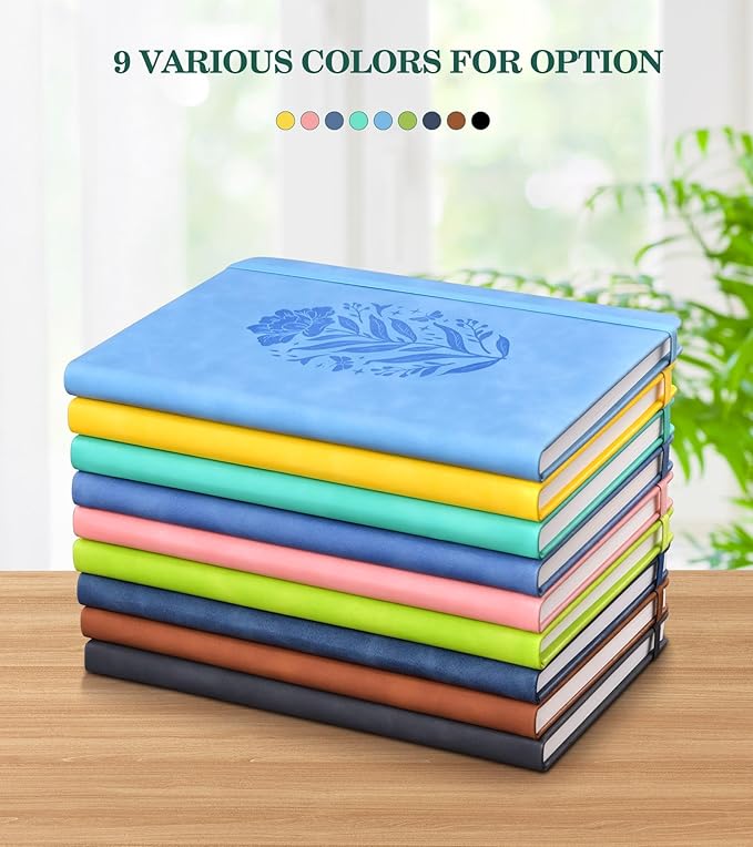 Lined Journal Notebook for Women, A5 Hardcover Leather Journals for Writing, 200 Pages Thick Travel Daily Journal, College Ruled Notebook for Work School, Note Taking,5.75'' X 8.38'' Darkblue