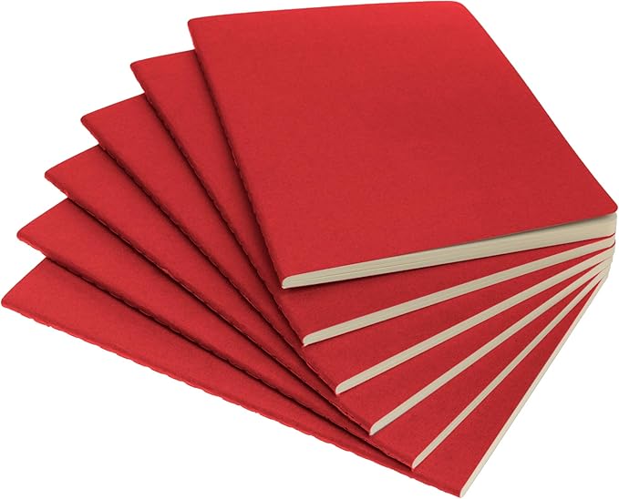 Simply Genius A5 Notebooks for Work, Travel, Business, School & More - College Ruled Notebook - Softcover Journals for Women & Men - Lined Note Books with 92 pages, 5.5" x 8.3" (Red, 6 pack)