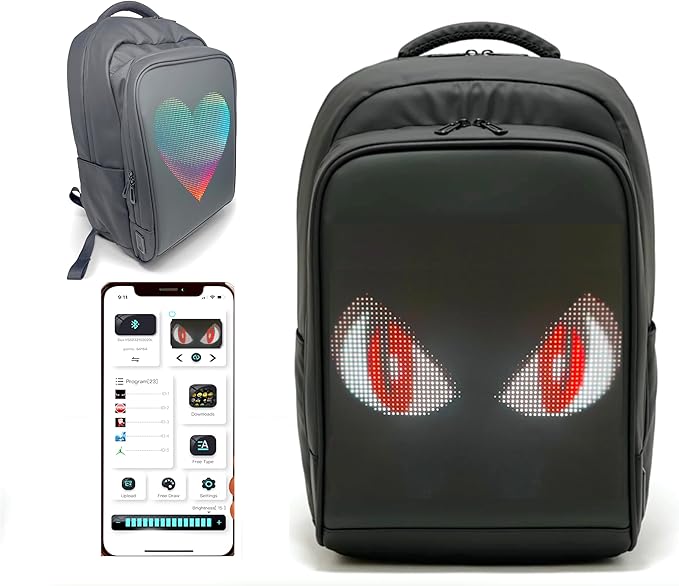 LED Backpack, LED Bag, LED Backpack with Programmable Screen, Carry-On Backpack, Digital Backpack, LED Bookbag, Video Backpack, laptop Backpack for women and men, Motorcycle Backpack