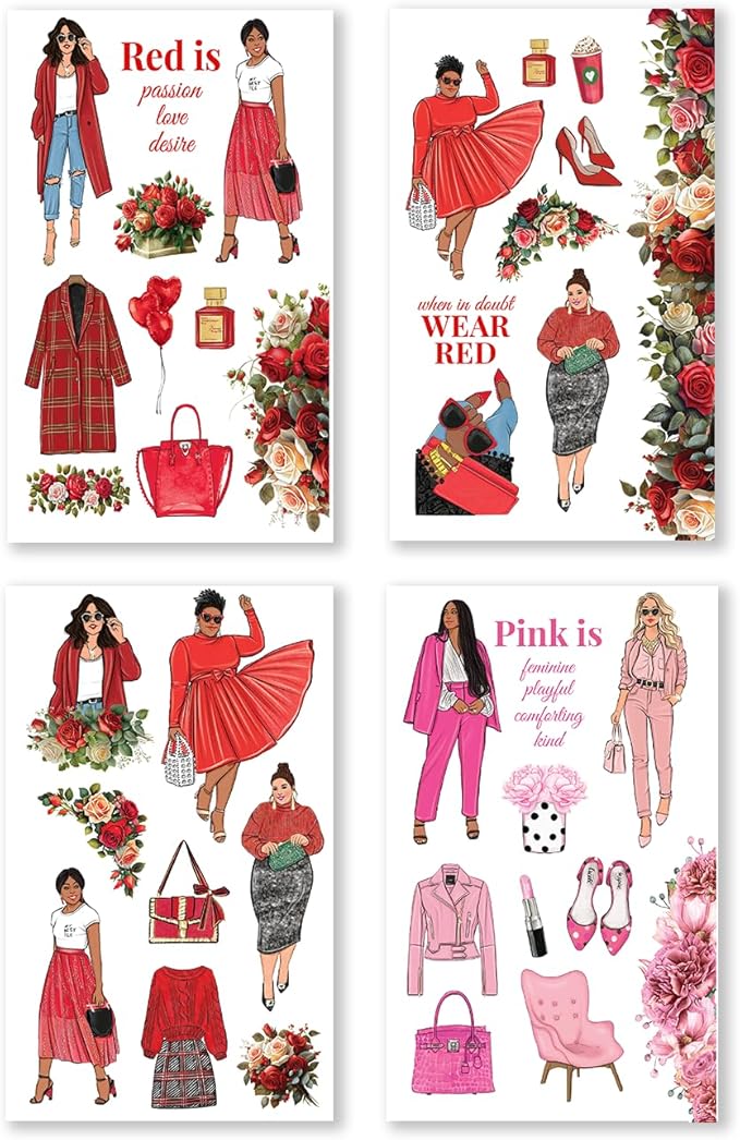 Rongrong Rainbow Girls Planner Stickers Book for Planners, Calendars, Journals – Aesthetic Premium Quality Hand Drawn – Scrapbook Stickers – 24 Pages