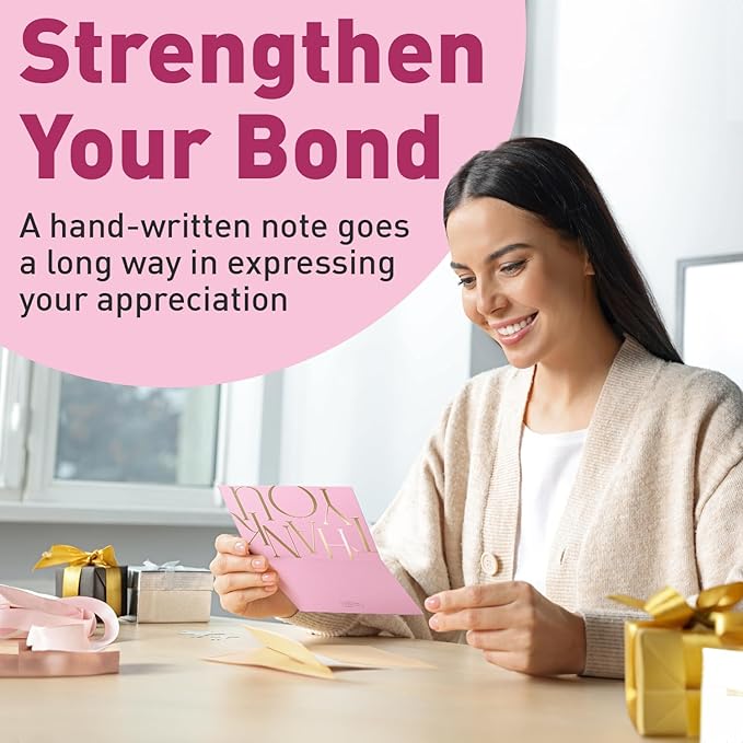 Sweetzer & Orange S&O Candy Thank You Cards with Envelopes - Blank Gold Foil sheets Set of 24 - Assorted Greeting Decor Cards, Pop Color Envelopes to Mix & Match