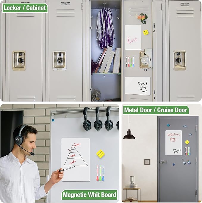 Magnetic Dry Erase Board: Large Fridge Whiteboard, Flexible Refrigerator Magnet White Board, Blank Writing Note Sheet with Dishwasher Magnet Clean Dirty Sign, 4 Markers & Eraser - 23 x 15