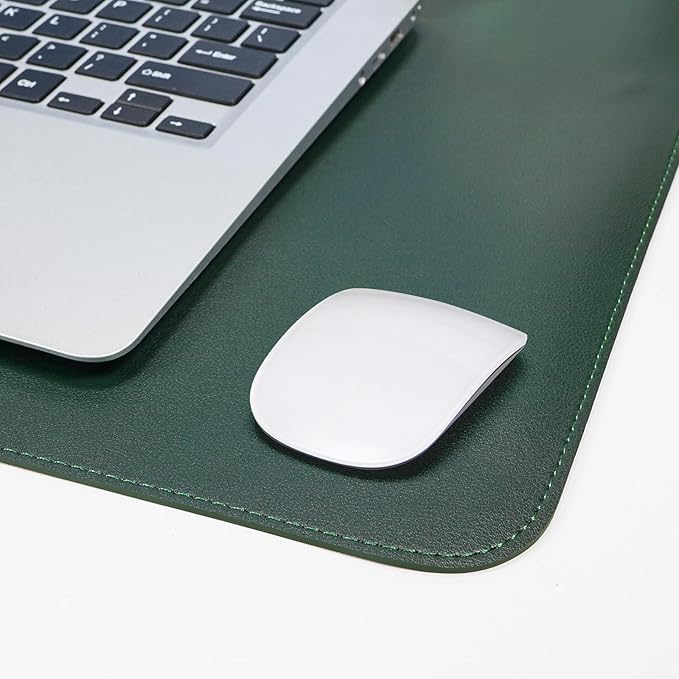 Leather Desk pad Protector, Large Desk mat with Natural Cork & PU Leather,Large Mouse pad, Office Desk Mat,Waterproof Desk Writing Pad for Office and Home (47in*17in, Dark Green)