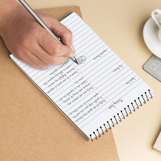 48 Pack Bulk Spiral Steno Pads, 6"x 9", Steno Notebook Gregg Rule, Black Covers, 80 Sheets (160 Pages), Top Spiral Notebook, Bulk Steno Notebooks for Notes in School, College, Office Notepad