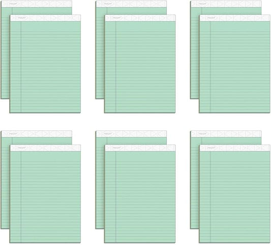 TOPS Prism Writing Pads, 8-1/2" x 11-3/4", Legal Rule, Green, Perforated, 50 Sheets, 12 Pack (63190)