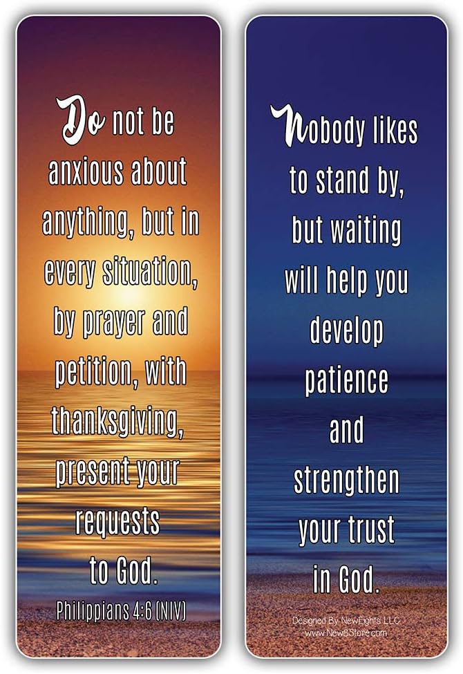 NewEights Famous Verses and Quotes on Patience Bookmarks (12-Pack) – Daily Motivational Card Set – Epic Collection Set Book Page Clippers – Cool Gifts for Men, Women – Bible Verses Sayings