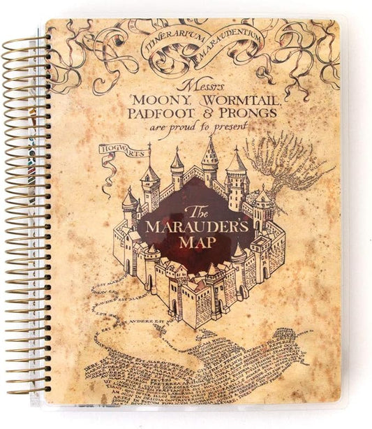 Paper House Productions Harry Potter 12 Month Undated 9.5" Planner with Month and Event Flag Stickers - Marauder's Map
