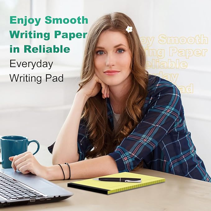 Legal Pads 5×8 Inch, 4 Pack, Narrow Ruled, 5x8 Yellow Legal Pad, Mini Double-Sided Printing Notepad Perforated Note Pads 5x8" Lined Paper, Lined Writing Pads for Office Home School, 30 Sheet/Pad