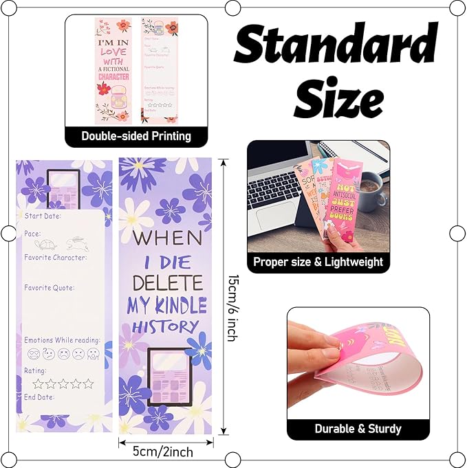 LiYiQ 100 Pcs Book Lovers Bookmarks Double-Sided Bookmark Page Markers Book Markers Set for Kids Reading Bookmarks Gift for Women