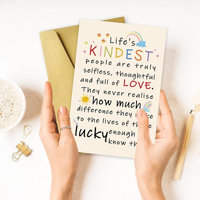 OJsensai Funny Thank You Card for Him Her, Best Appreciation Gifts for Women Men, Colorful Friend Friendship Gifts