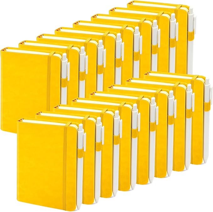 Pocket Small Notebook Journals, 16 Pack ( Lemon Yellow) Mini Notebook 3.7x5.7 Journaling Notebooks for Women Men, Hardcover Lined Note Pads with Pens for Work, Business, Travel Journal, Office Supplies