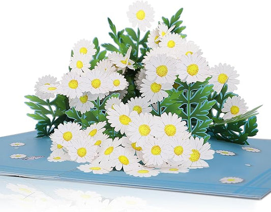 3D Daisy Flowers Pop Up Card for Teacher Appreciation Gifts, Thank You, Congratulations, Suitable for Mom, Daughter, Wife, Grandma