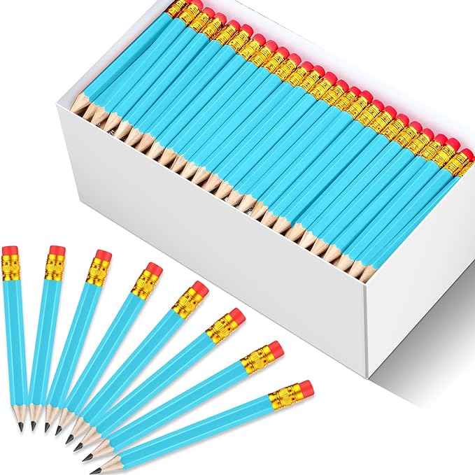 Chivao 288 Pieces Golf Mini Pencils Bulk with Eraser #2 HB Golf Short Pre Sharpened Pencils for Party Favors Office Supplies 4 Inch(Light Blue)