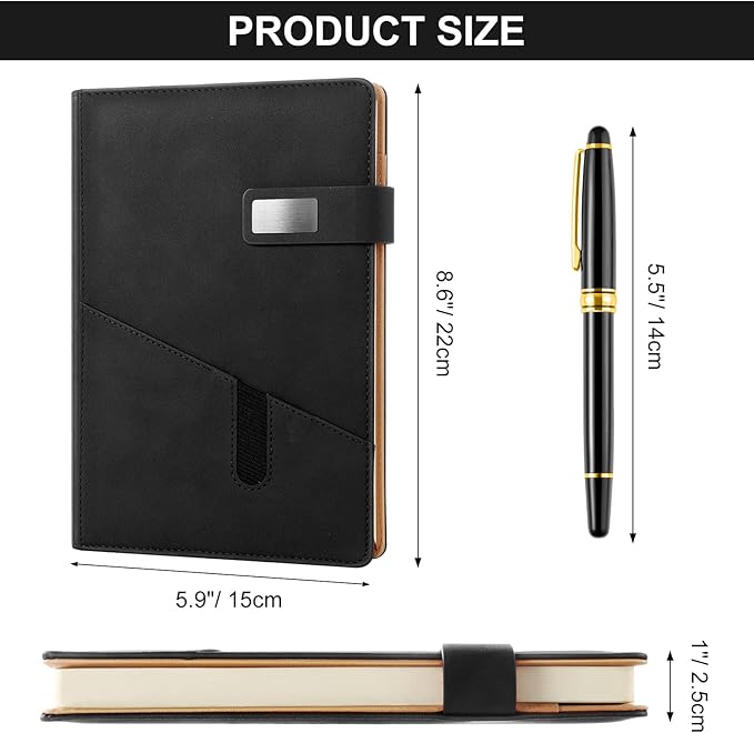 A5 Blank Journal Notebook, Refillable Hardcover Leather Sketchbook with Pocket and Magnetic Buckle, 240 Pages Thick Travel Sketchbooks for Drawing and Writing, 80gsm Unlined Journal for Men and Women