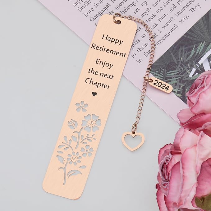 Secret Santa Gifts for Coworker, Christmas Gifts for Women 2024, Coworker Leaving Gifts for Women, Retirement Gifts for Women Men, Metal Happy Retirement Bookmark, Cool Retirement Gifts for Teacher