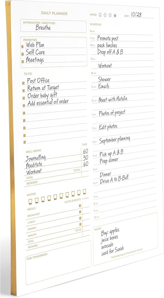Daily To Do List Notepad for Work - Daily Planner Pad 8.5 x 11 50 Sheet with Gold Edge - Daily Planner Notepad - Daily Schedule Board - Daily Plan - Daily Notepad - Work To Do List Notebook Organizer