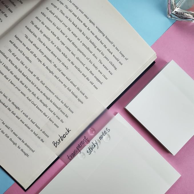 Transparent Sticky Notes 200 Sheets, 4 x 6 in Clear Sticky Notes, See Through Invisible Translucent Sticky Notes Waterproof Self-Stick Note Pads for School, Office (4 Packs)