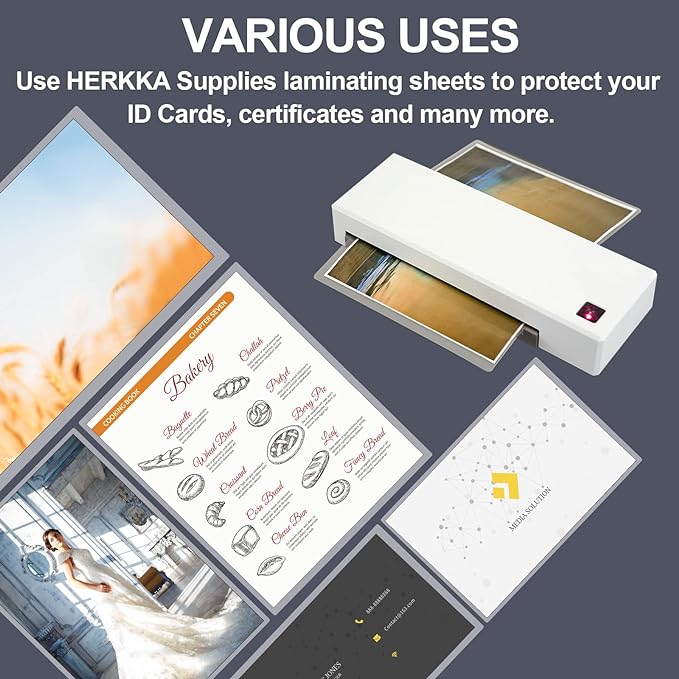 HERKKA 200 Pack Laminating Pouches, Hold 11 x 17 Inch Sheet, 5 Mil Clear Thermal Laminating Paper 11.5 x 17.5 Inch, Round Corner