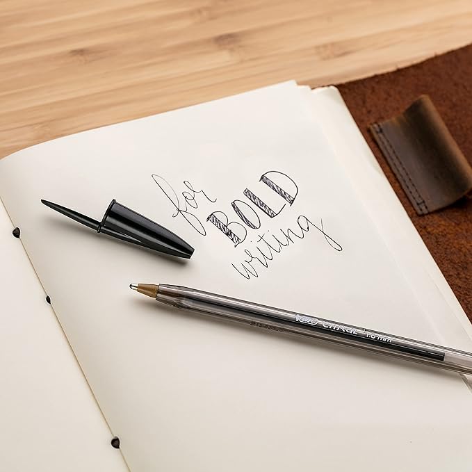 BIC Cristal Xtra Bold Ballpoint Pen, Bold Point (1.6mm) For Vivid And Dramatic Lines, Black Ballpoint Pens, 24-Count