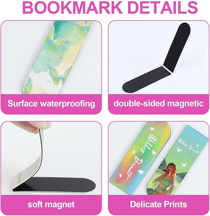 10Pcs Magnetic Bookmarks T-S Colorful Bookmarks Page Markers for Fans Readers, Women, Book Lovers, Students Teachers, Funny Office Supplies Stationery Gifts Used in Office, School, Home (Red & Green)