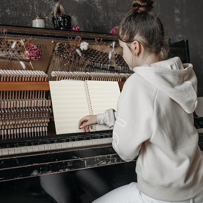 MAXCURY Blank Sheet Music Composition Manuscript Staff Paper Art Music Notebook Black 100 Pages 26x19cm (Water Blue/Ocean Blue)