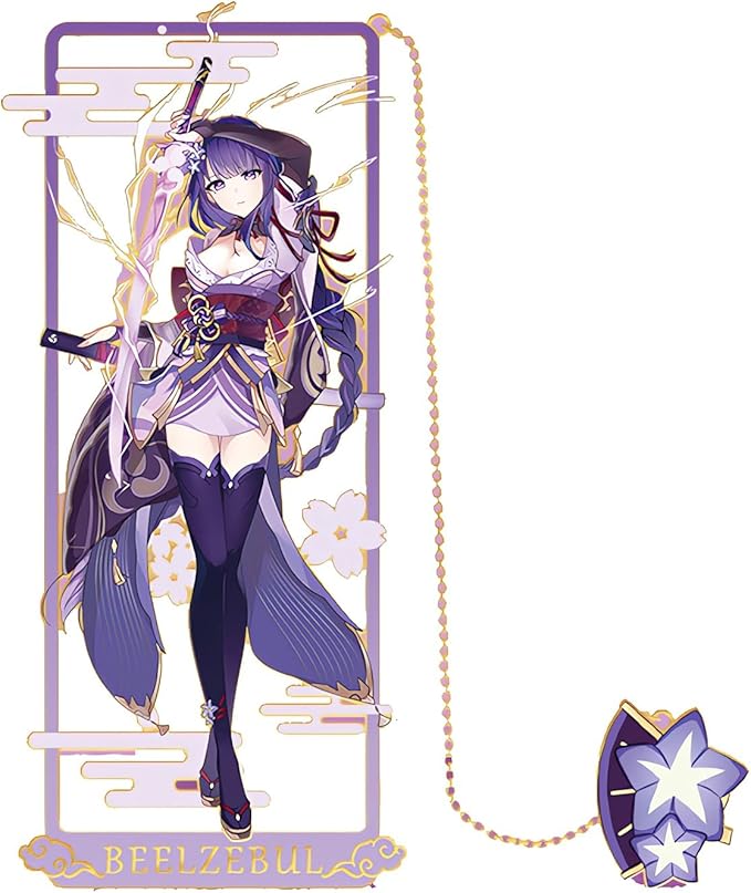 Raiden Shogun with Chain Original Genshin Impact Metal Bookmark - Collect All Your Favorite Characters!