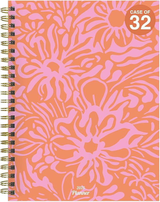 TF PUBLISHING 2025 Happy Hibiscus Medium Weekly Monthly Planner Case of 32 - Goals & Task Trackers - Planner Monthly and Weekly with Organizer Stickers - 12 Month Calendar Planner - 6.5" x 8"
