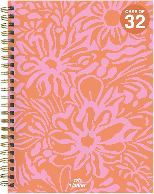 TF PUBLISHING 2025 Happy Hibiscus Medium Weekly Monthly Planner Case of 32 - Goals & Task Trackers - Planner Monthly and Weekly with Organizer Stickers - 12 Month Calendar Planner - 6.5" x 8"