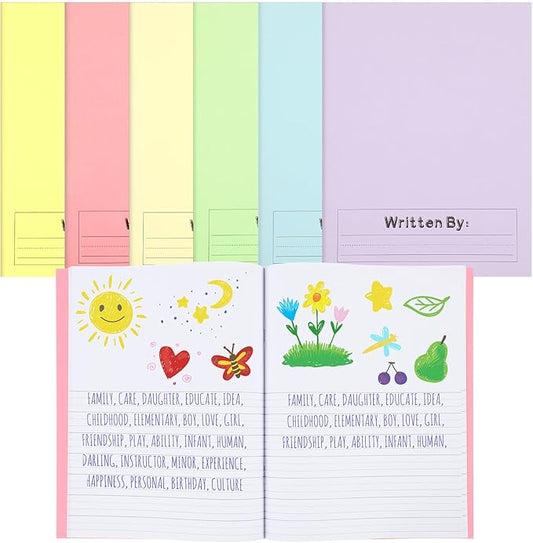 Henoyso 6 Pcs Primary Composition Notebook K-2 9 3/4 x 7 1/2 Inch Primary Journal Blank Writing Book for Kid to Write Draw and Journal 60 Page Notebook Back to School Supplies (Pastel Color)